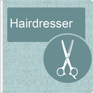 Dementia Friendly Sign Projecting Hairdresser Sign Blue