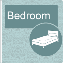 Load image into Gallery viewer, Dementia Friendly Sign Projecting Bedroom Sign Blue
