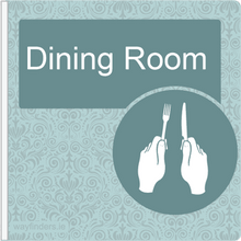 Load image into Gallery viewer, Dementia Friendly Sign Projecting Dining Room Sign Blue

