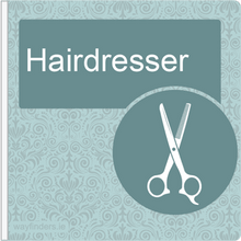 Load image into Gallery viewer, Dementia Friendly Sign Projecting Hairdresser Sign Blue
