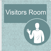 Load image into Gallery viewer, Dementia Friendly Sign Projecting Visitors Room Sign Blue
