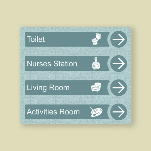 Dementia Friendly Directional Signs For Care Homes Blue