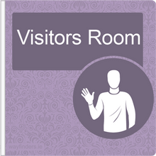 Load image into Gallery viewer, Dementia Friendly Projecting Visitors Room Sign
