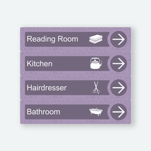 Load image into Gallery viewer, Dementia Friendly Signage Directional Care Home Sign purple
