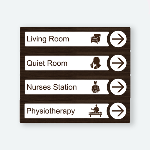 Directional Dementia Sign - Walnut - Signage for Care